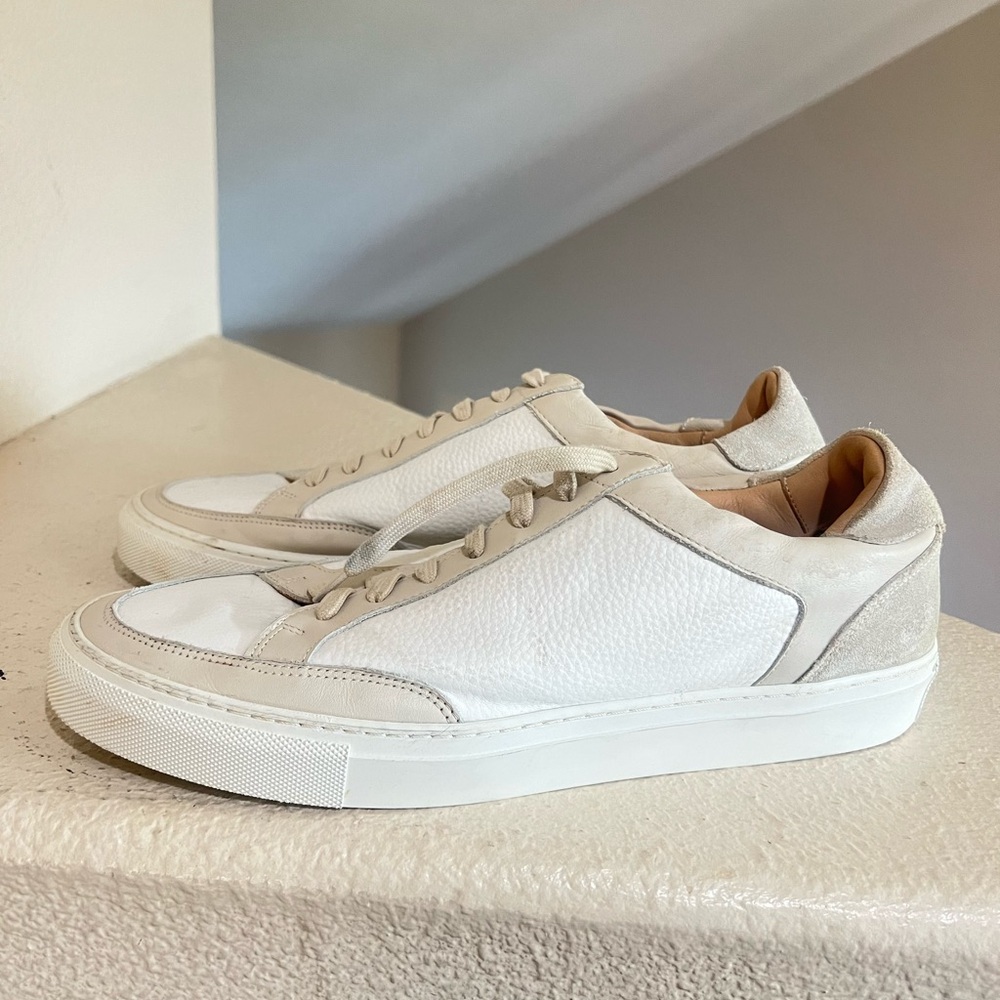 SUITSUPPLY Men’s White Beige Leather Suede Low Top Shoes Loafers Size 45/ 11.5